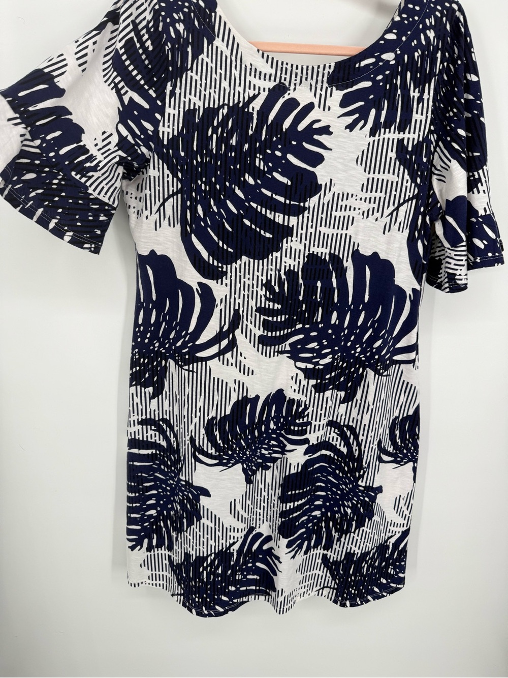 Tommy Bahama Navy and White Tropical Print Mini Dress